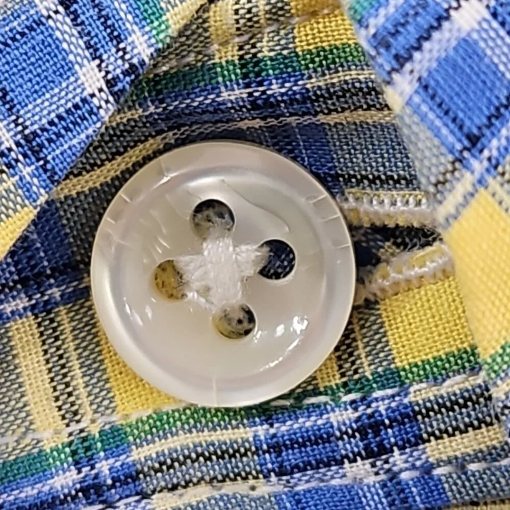 Ralph‎ Lauren Blake Shirt Men's L Yellow Blue Check 100% Cotton EUC Classic LS